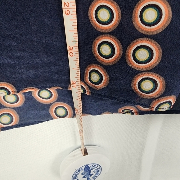 Banana Republic Silk Tunic Shift Dress Short Navy Blue Geometric Print Sz Small - Picture 8 of 8